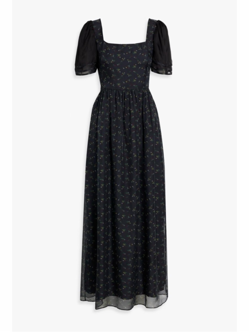 NWT 100%Silk HVN Floral-print silk-chiffon maxi dress